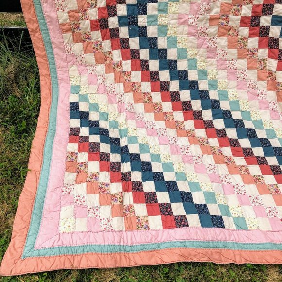 Vintage Handmade Quilt Trip Around the World Full - Picture 3 of 7